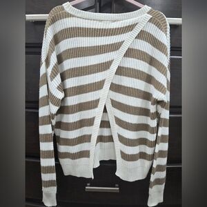 Lumiere Brown and Cream Striped Cardigan- Open Back
